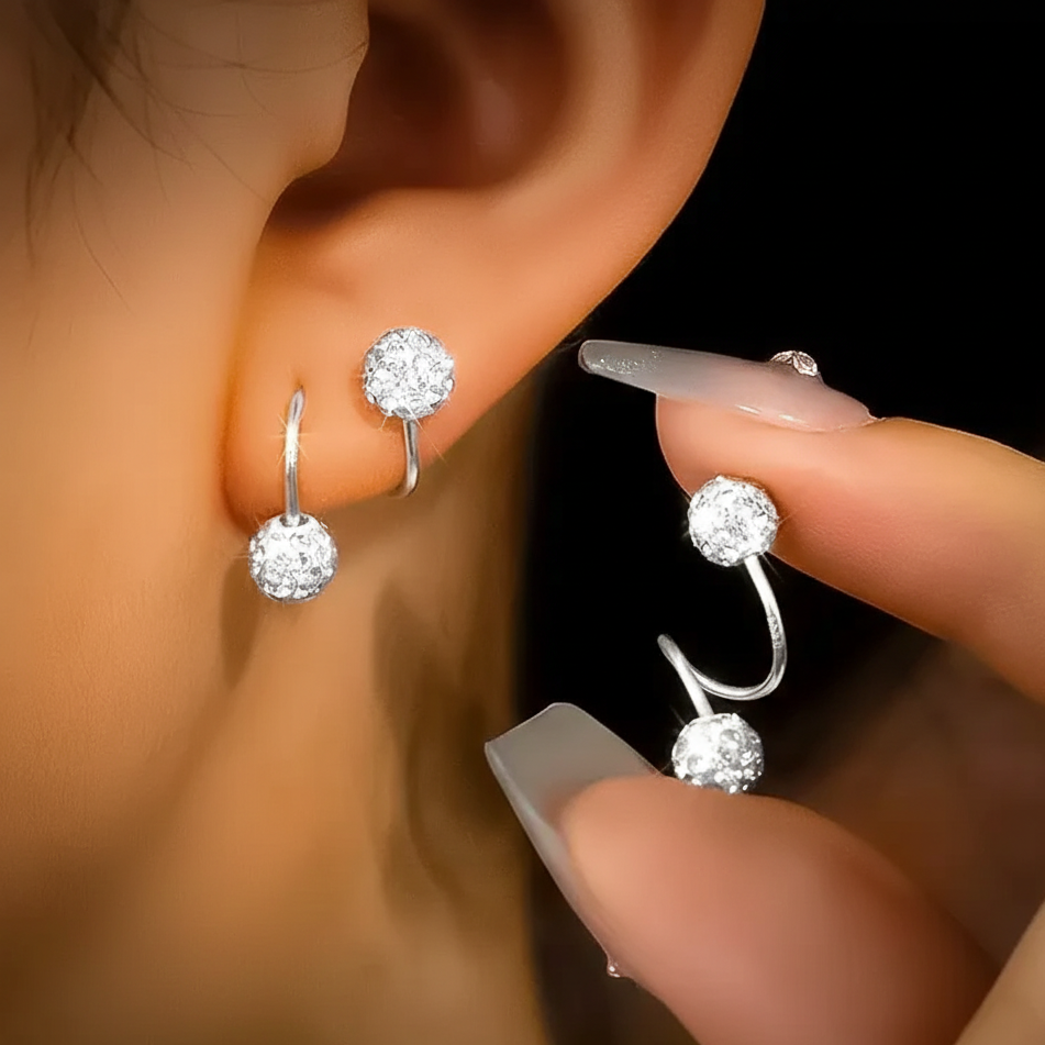 Super Sparkly Double-Headed Spiral Earrings with Zirconia
