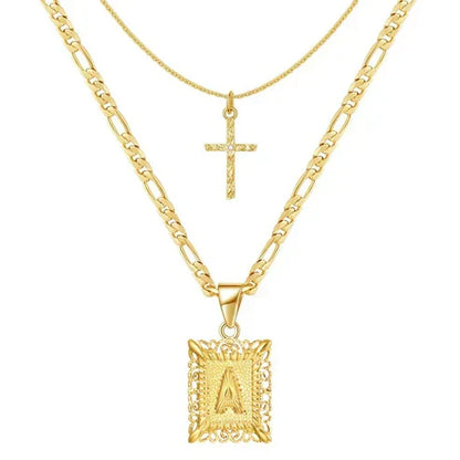 Cross Initial Necklace Set