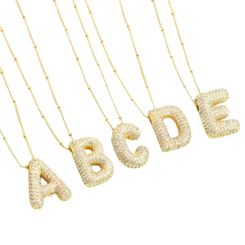 Bubble letter initial necklace