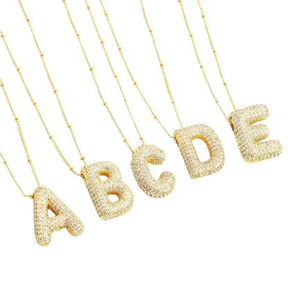 Bubble letter initial necklace