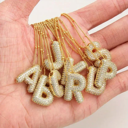 Bubble letter initial necklace