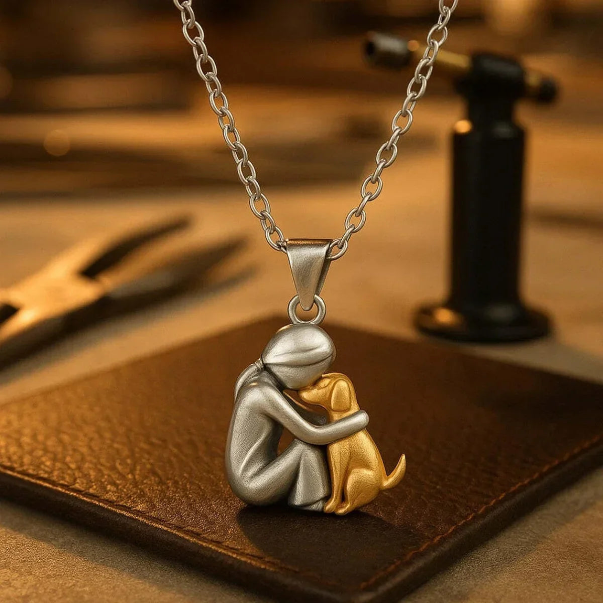 Forever in Your Heart - Dog Hug Pendant Necklace