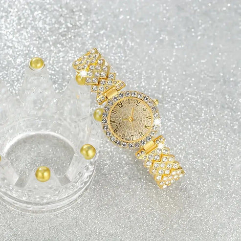 Luxe Radiance Gold Watch & Bracelet Set