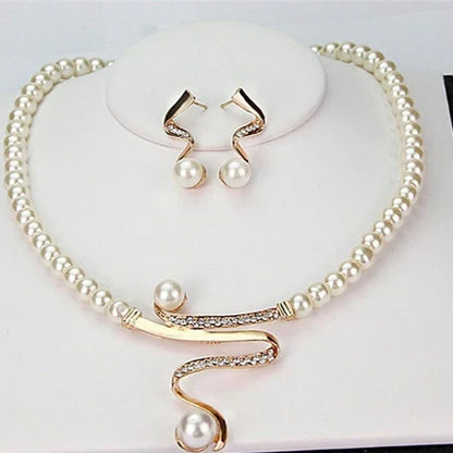 Natural Pearl Necklace + Earrings Set