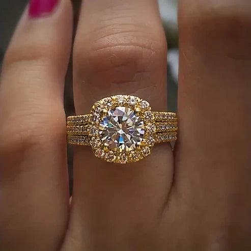 Layered Elegant Zirconia Gold Ring